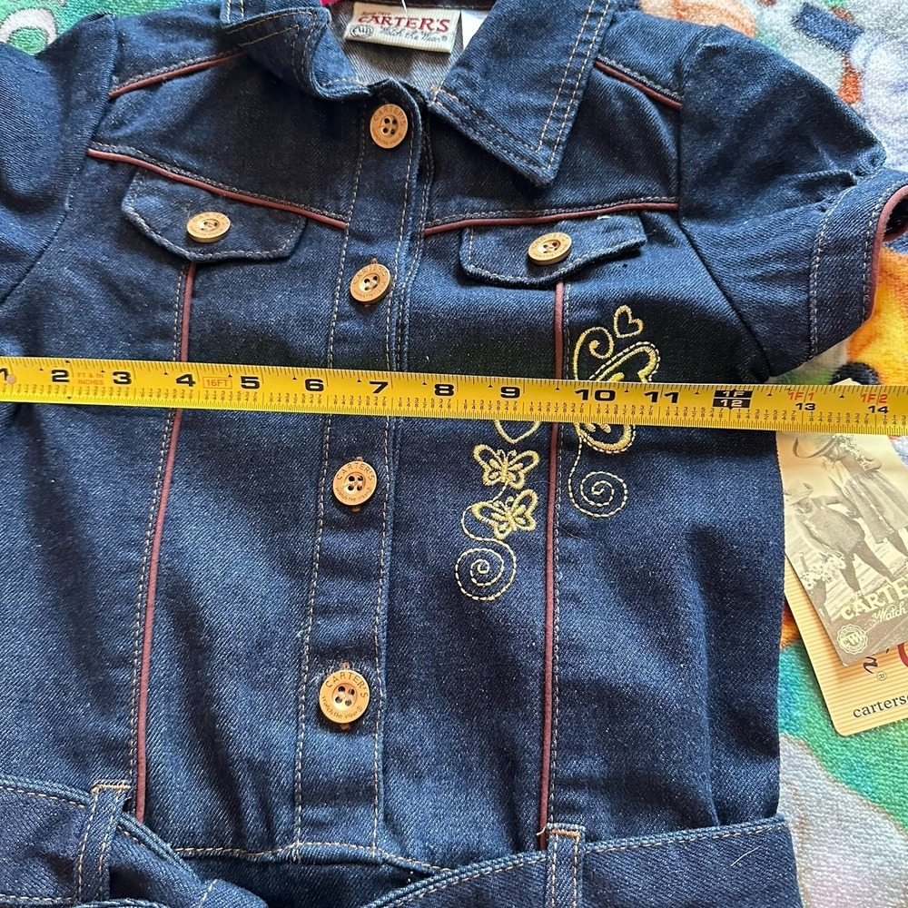 NWT Carter's Watch The Wear Vintage‎ Dark Denim Dress Girls Size 6X Butterflies - Picture 7 of 7